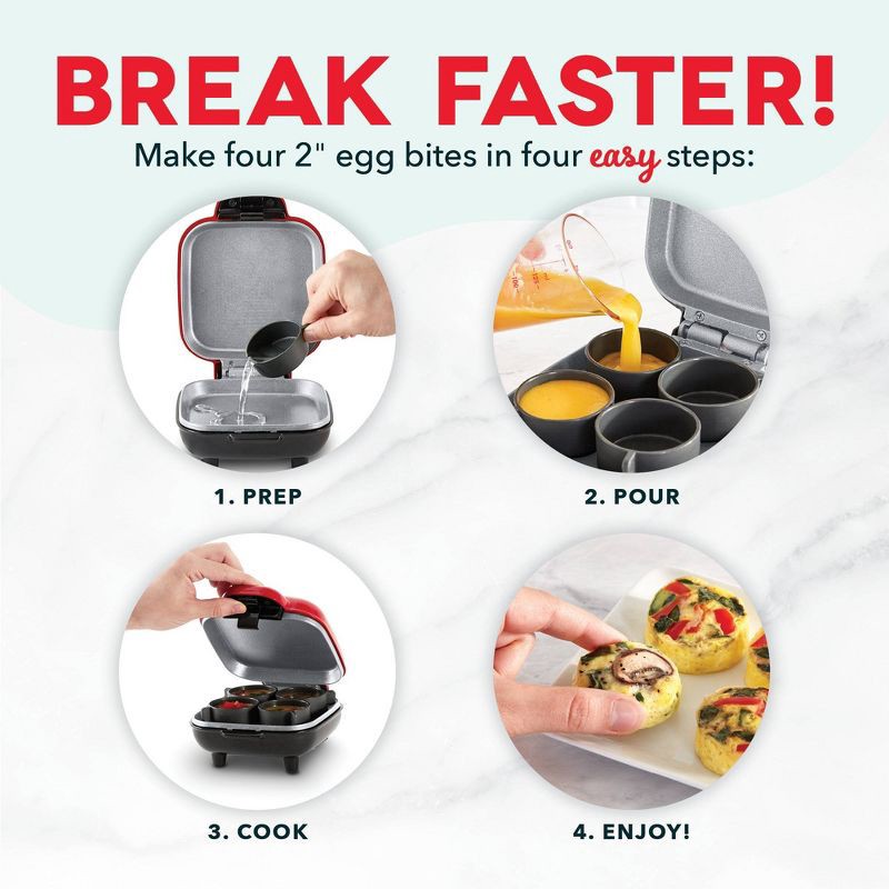 slide 3 of 6, Dash Egg Bite Maker - Aqua: 4-Egg Cooker, Electric Egg Cooker, Dishwasher-Safe Parts, 420W, Aluminum & Plastic, 1 ct