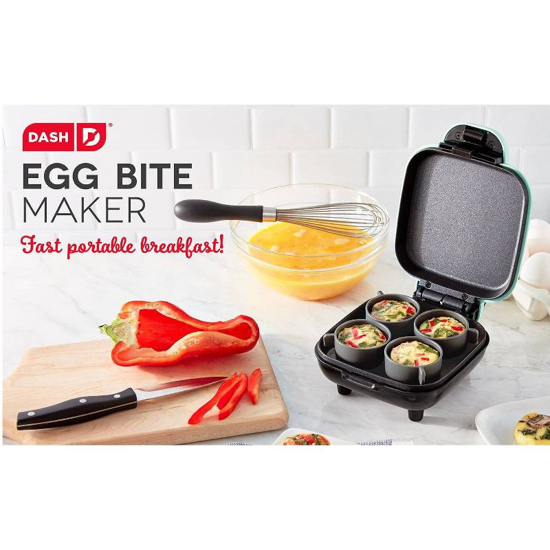 slide 4 of 7, Dash Egg Bite Maker - Aqua: 4-Egg Cooker, Electric Egg Cooker, Dishwasher-Safe Parts, 420W, Aluminum & Plastic, 1 ct