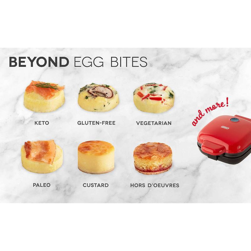 slide 5 of 7, Dash Egg Bite Maker - Aqua: 4-Egg Cooker, Electric Egg Cooker, Dishwasher-Safe Parts, 420W, Aluminum & Plastic, 1 ct