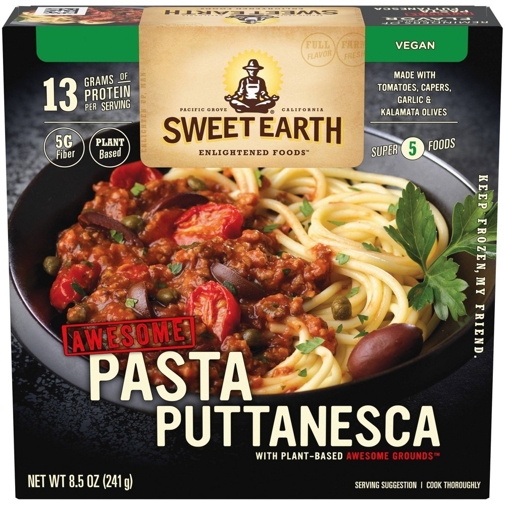 slide 3 of 9, SWEET EARTH NATURAL FOODS Sweet Earth Vegan Frozen Awesome Pasta Puttanesca, 8.5 oz