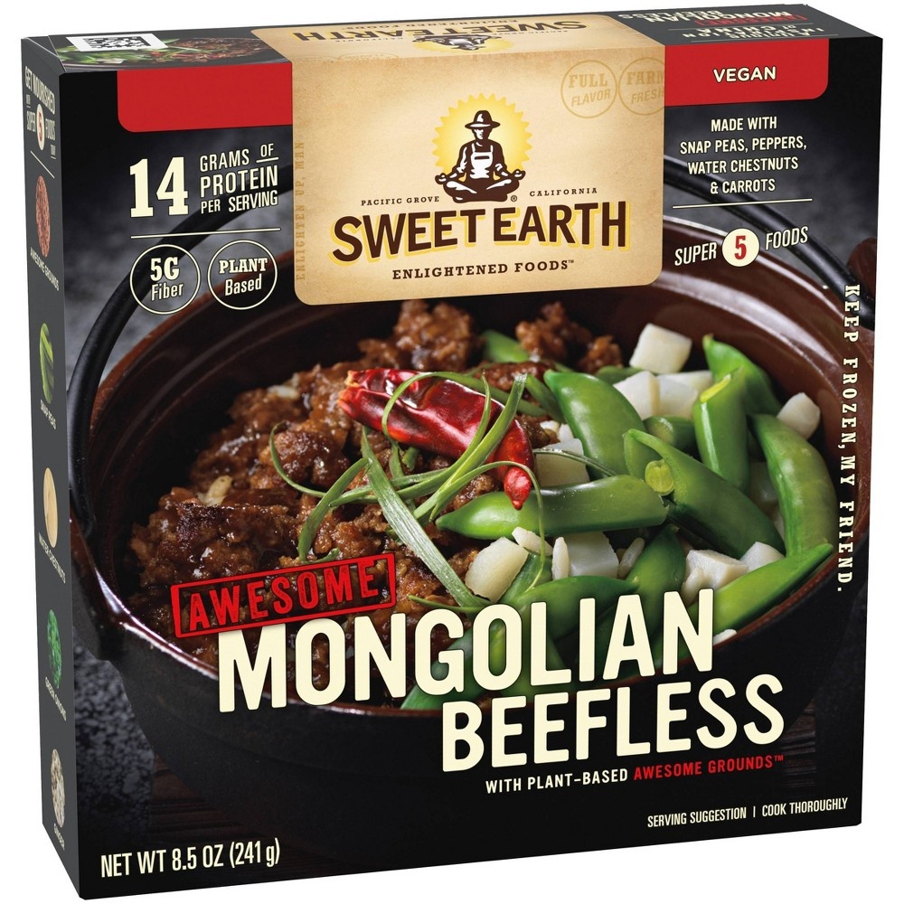 slide 4 of 7, SWEET EARTH NATURAL FOODS Sweet Earth Frozen Vegan Awesome Mongolian Beefless Bowl, 8.5 oz