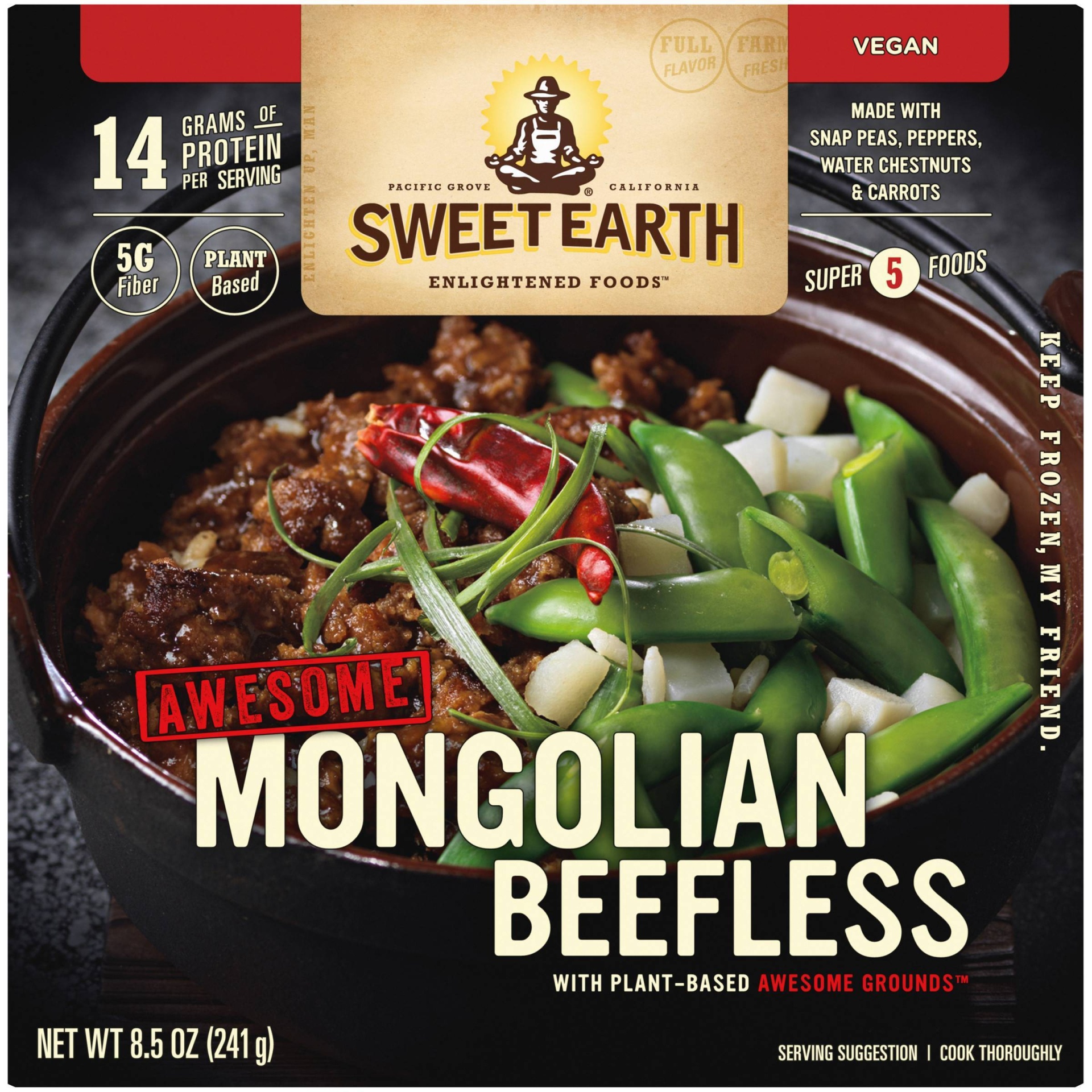 slide 1 of 7, SWEET EARTH NATURAL FOODS Sweet Earth Frozen Vegan Awesome Mongolian Beefless Bowl, 8.5 oz