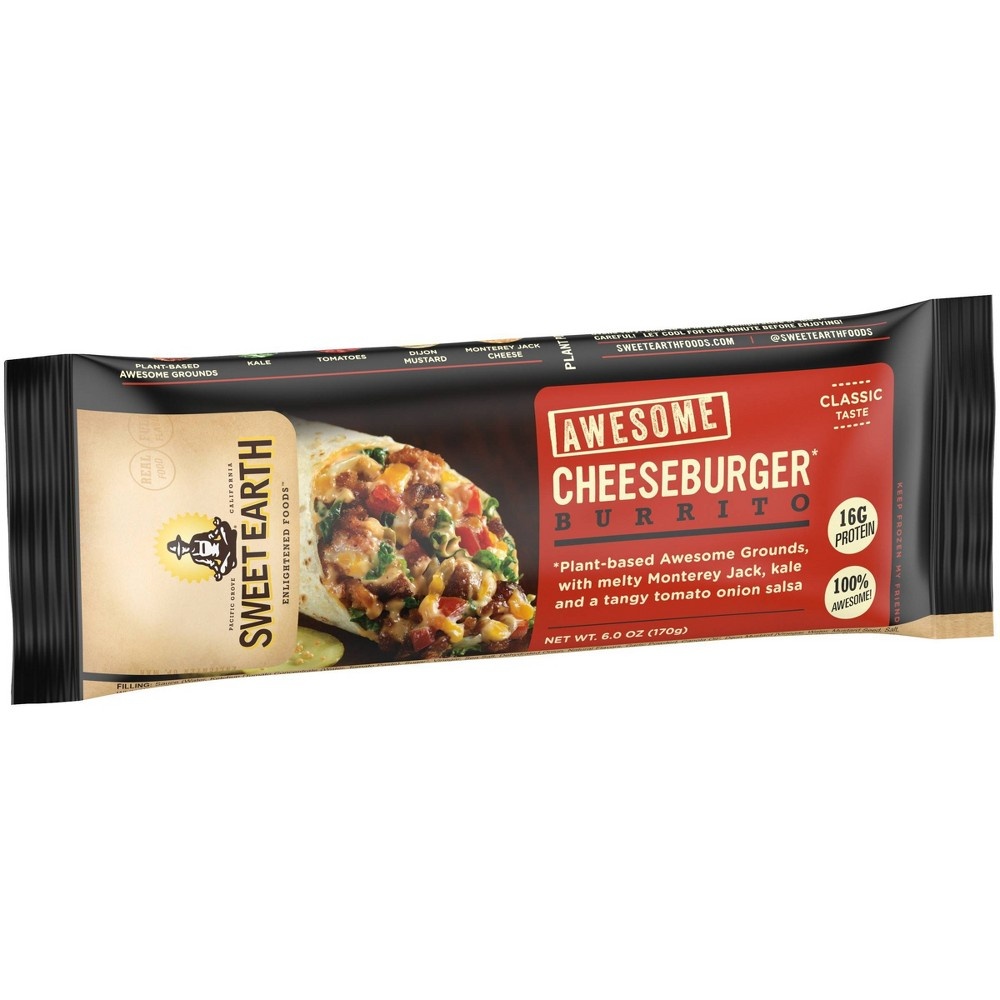 slide 3 of 6, SWEET EARTH NATURAL FOODS Sweet Earth Awesome Cheeseburger Burrito, 6 oz