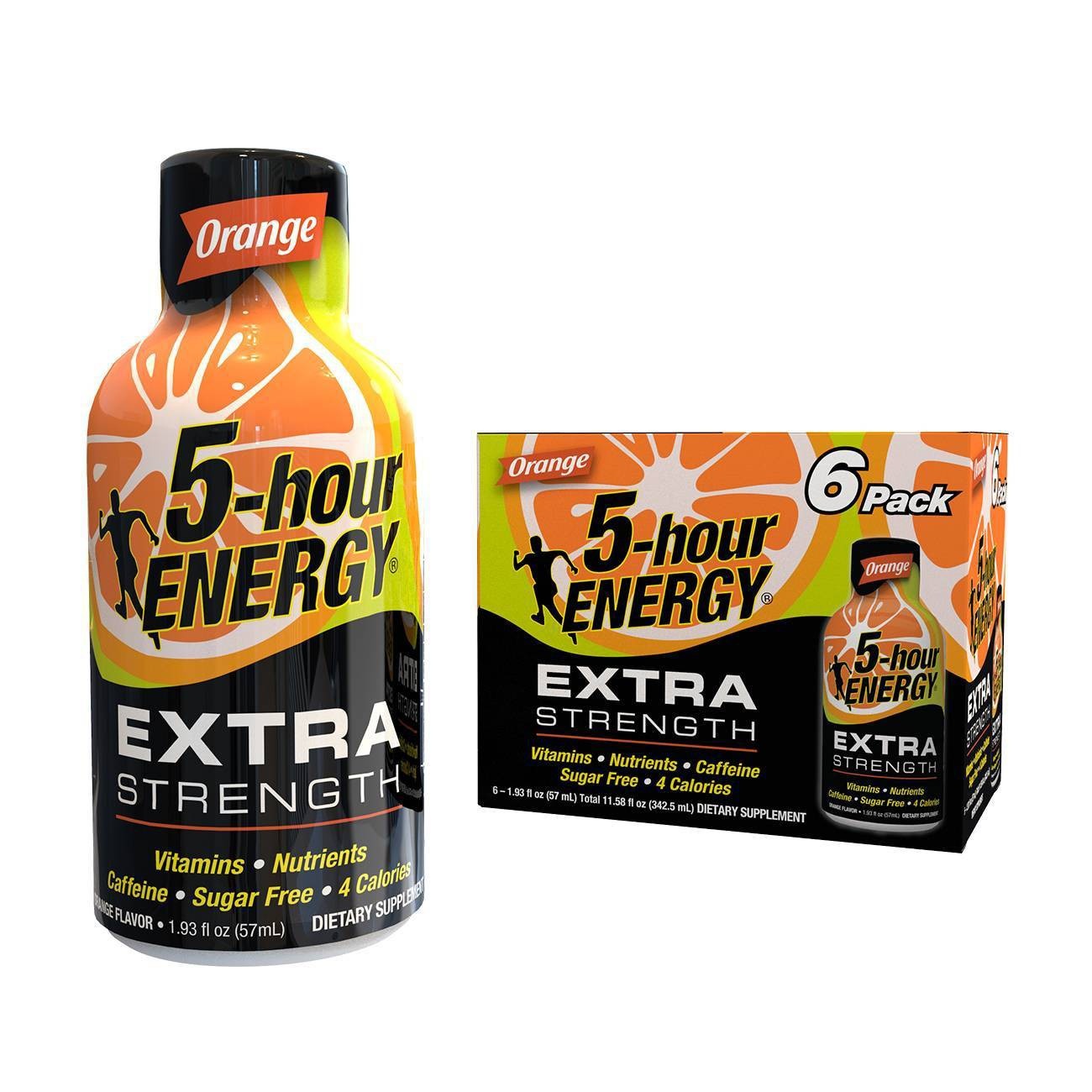 slide 1 of 4, 5-hour ENERGY Orange Extra Strength Shot, 6 ct; 1.93 fl oz
