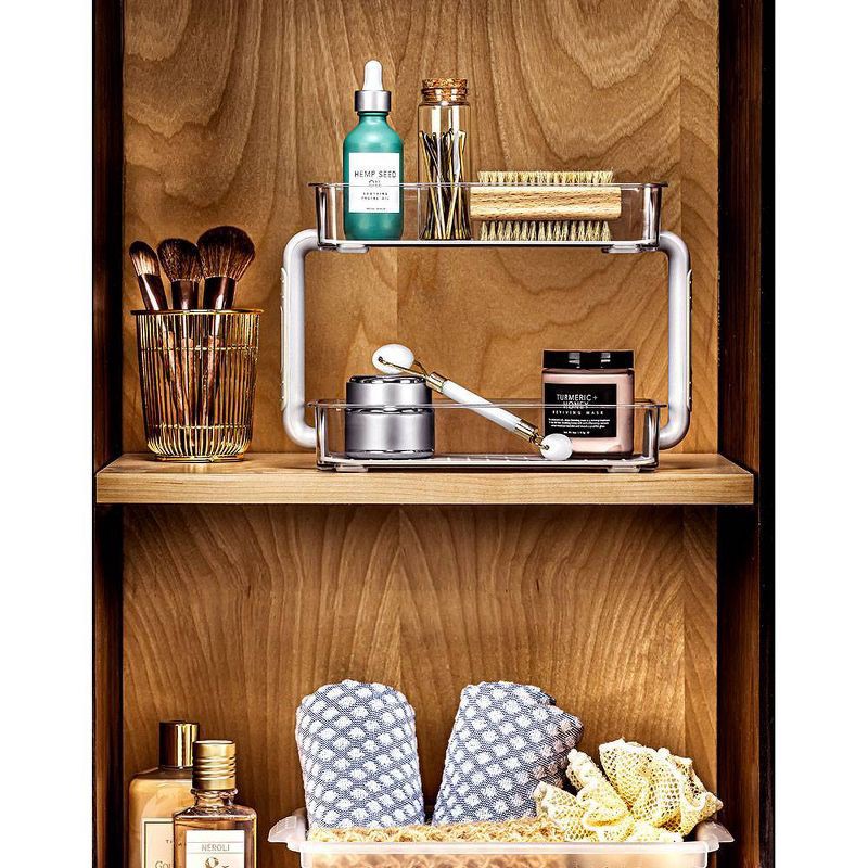 slide 3 of 3, 2 Tier Bathroom Tray Organizer - Madesmart: Countertop Storage, Under Sink PET & TPR Material Organizer, 1 ct