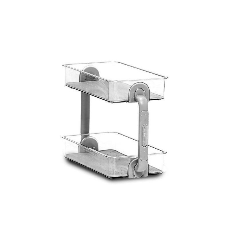 slide 1 of 3, 2 Tier Bathroom Tray Organizer - Madesmart: Countertop Storage, Under Sink PET & TPR Material Organizer, 1 ct