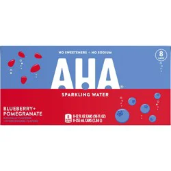 AHA Blueberry + Pomegranate Sparkling Water - 8pk/12 fl oz Cans