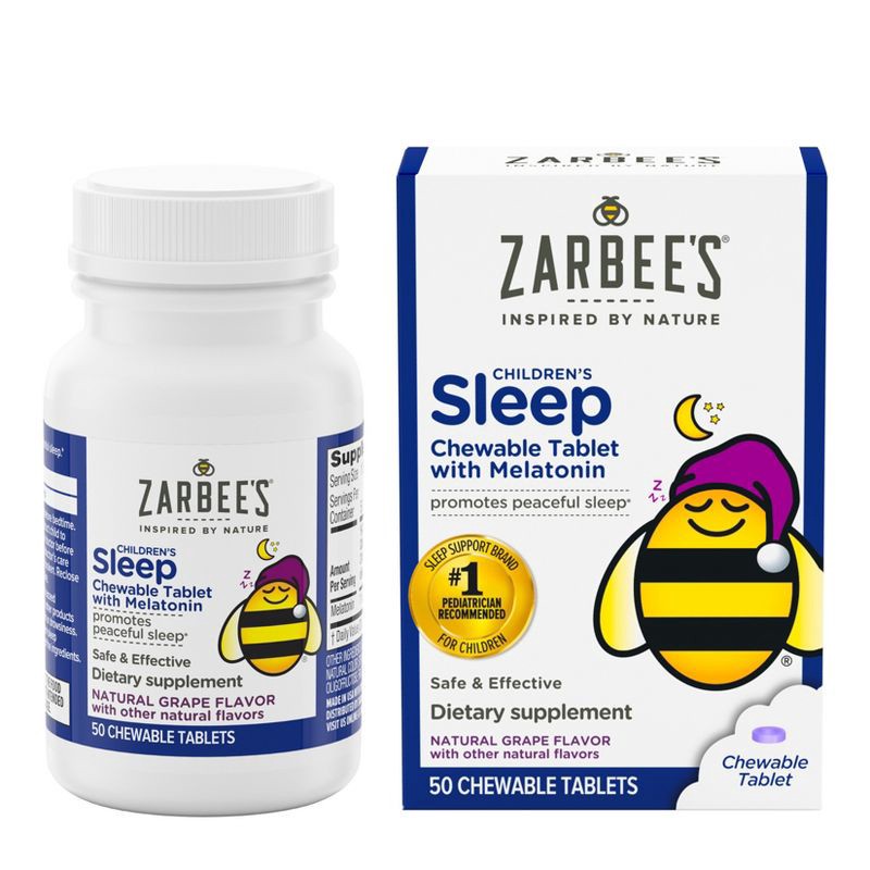 slide 3 of 8, Zarbee's Kid's Sleep with Melatonin Chewables - Natural Grape - 50ct, 50 ct