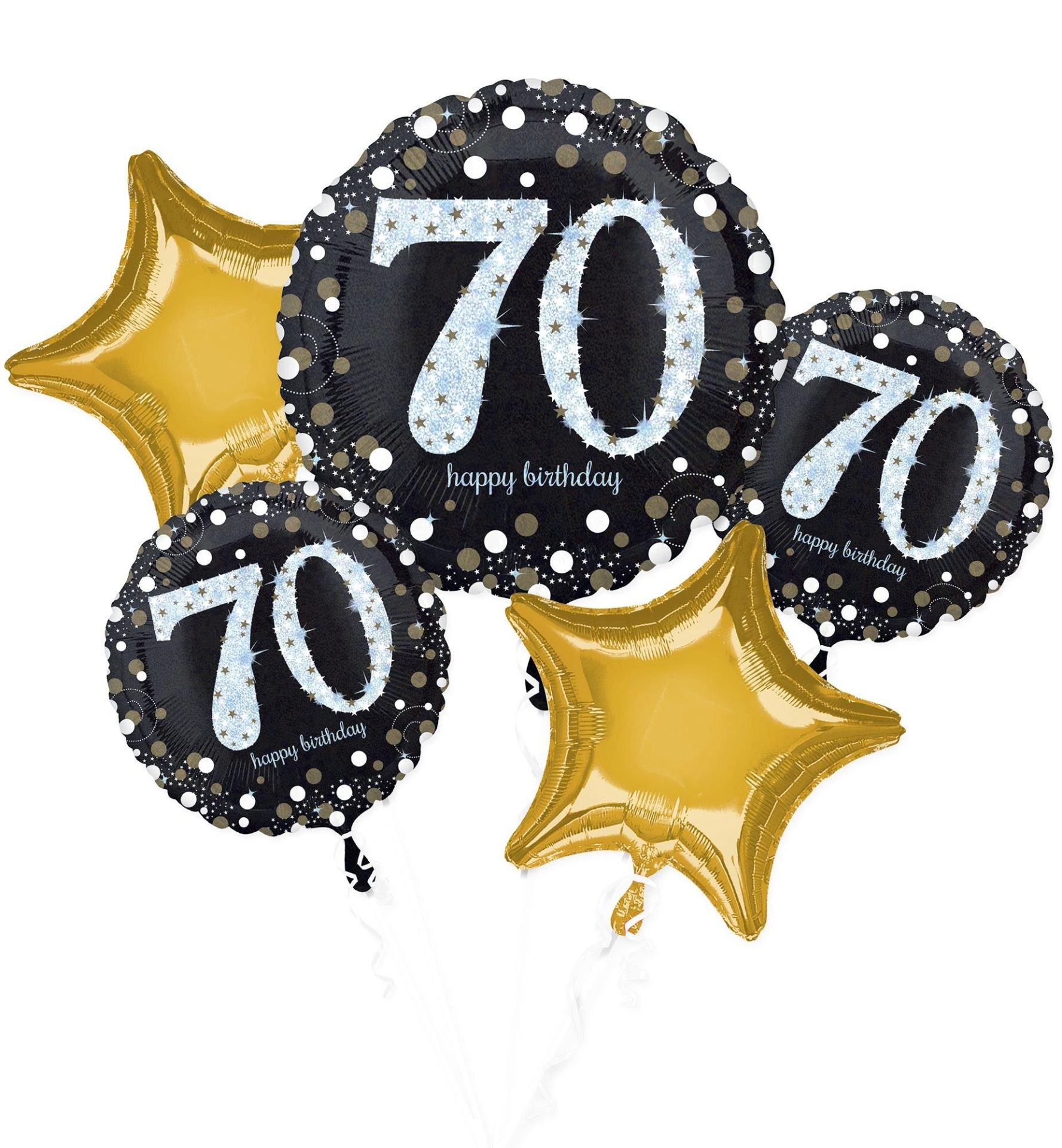 slide 1 of 1, Party City 70th Birthday (Uninflated) Balloon Bouquet Sparkling Celebration, 5 ct