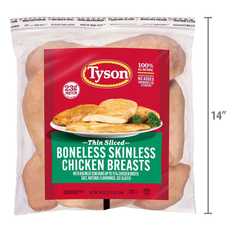 slide 8 of 12, Tyson Boneless & Skinless Chicken Breasts - Frozen - 40oz, 40 oz