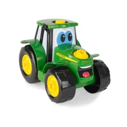 John Deere TOMY Build a Johnny Tractor and Drill: 15-Piece Farm Vehicle Set, Plastic Construction, Battery Powered