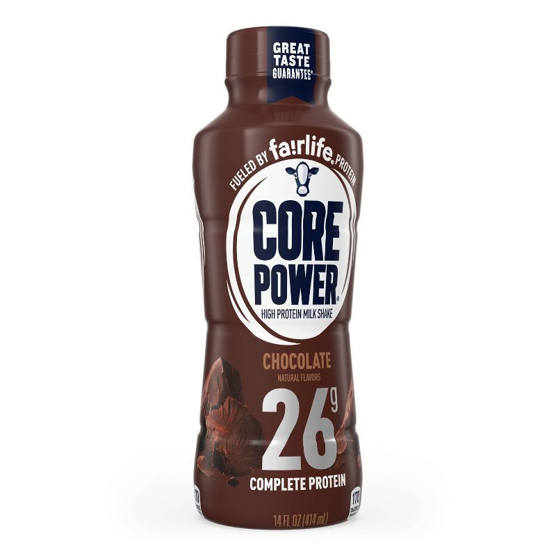 slide 6 of 8, Core Power Chocolate 26G Protein Shake - 14 fl oz Bottle, 26 gram, 14 fl oz