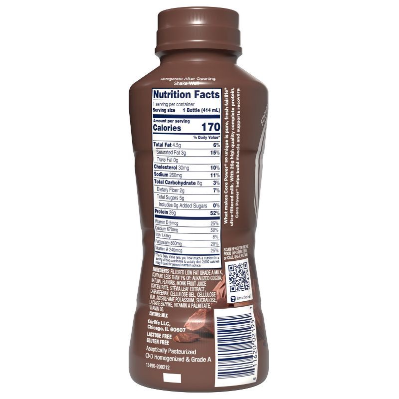 slide 7 of 8, Core Power Chocolate 26G Protein Shake - 14 fl oz Bottle, 26 gram, 14 fl oz