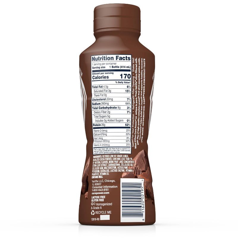 slide 8 of 8, Core Power Chocolate 26G Protein Shake - 14 fl oz Bottle, 26 gram, 14 fl oz