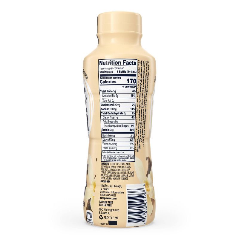 slide 4 of 7, Core Power Vanilla 26G Protein Shake - 14 fl oz Bottle, 26 gram, 14 fl oz