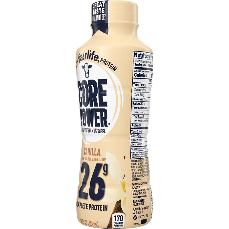 slide 7 of 7, Core Power Vanilla 26G Protein Shake - 14 fl oz Bottle, 26 gram, 14 fl oz