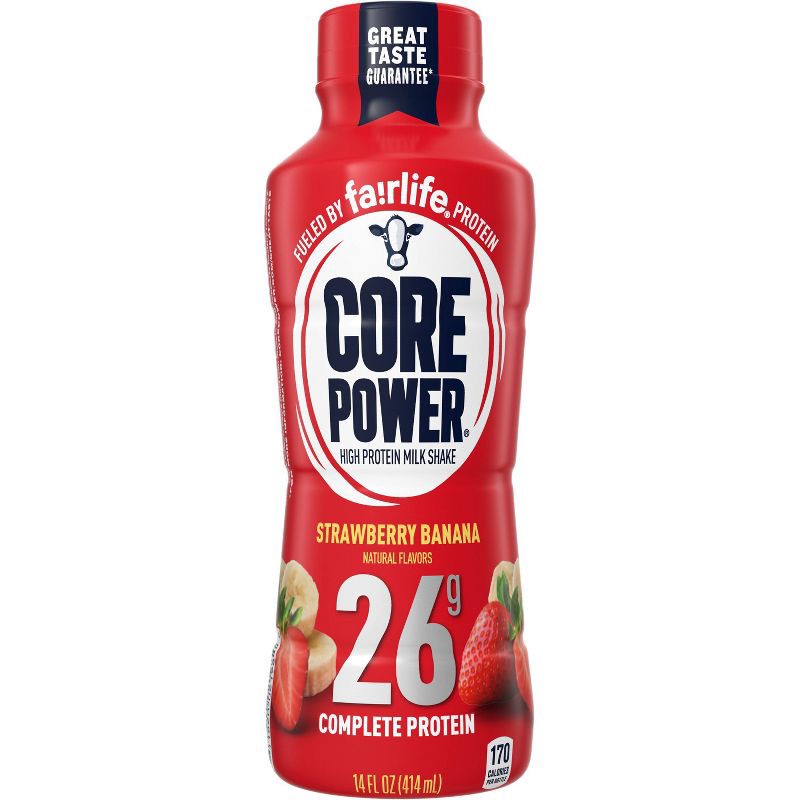 slide 2 of 8, Core Power Strawberry Banana 26G Protein Shake - 14 fl oz Bottle, 26 gram, 14 fl oz