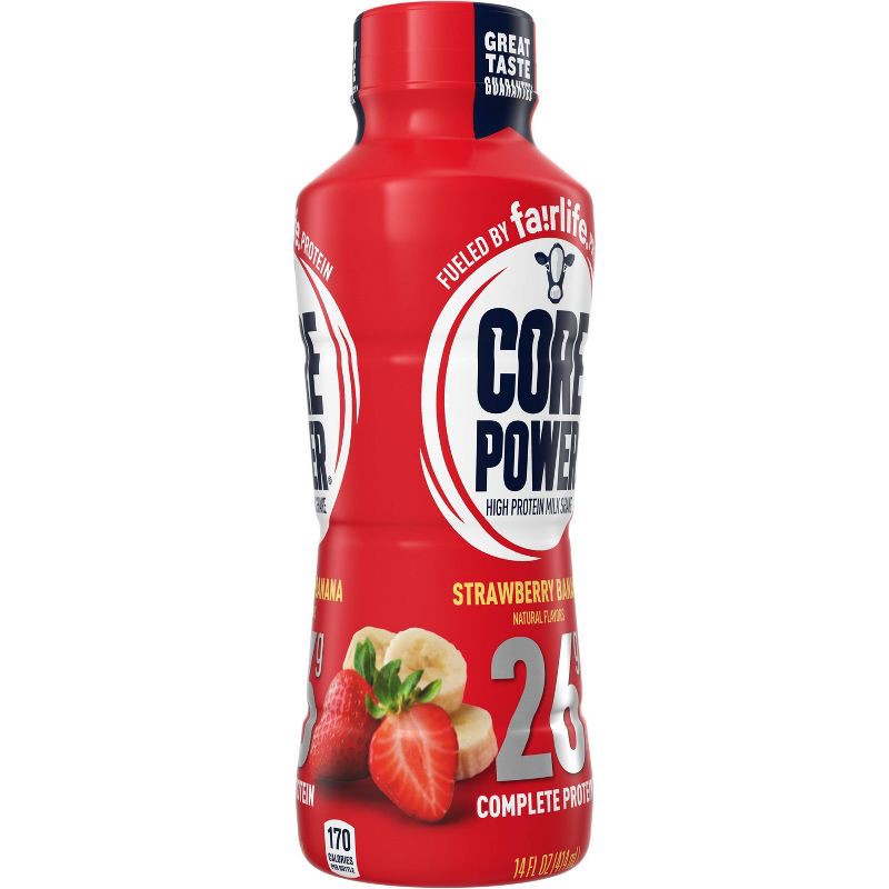 slide 5 of 7, Core Power Strawberry Banana 26G Protein Shake - 14 fl oz Bottle, 26 gram, 14 fl oz