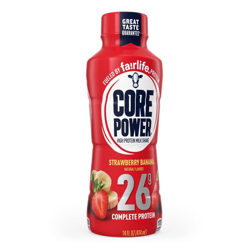 slide 6 of 7, Core Power Strawberry Banana 26G Protein Shake - 14 fl oz Bottle, 26 gram, 14 fl oz