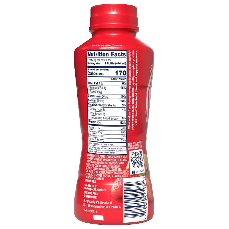 slide 7 of 8, Core Power Strawberry Banana 26G Protein Shake - 14 fl oz Bottle, 26 gram, 14 fl oz