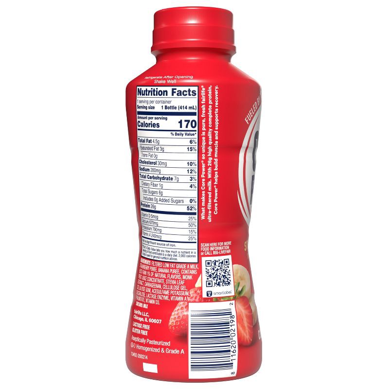 slide 8 of 8, Core Power Strawberry Banana 26G Protein Shake - 14 fl oz Bottle, 26 gram, 14 fl oz