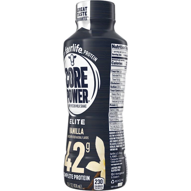 slide 7 of 7, Core Power Elite Vanilla 42G Protein Shake - 14 fl oz Bottle, 42 gram, 14 fl oz