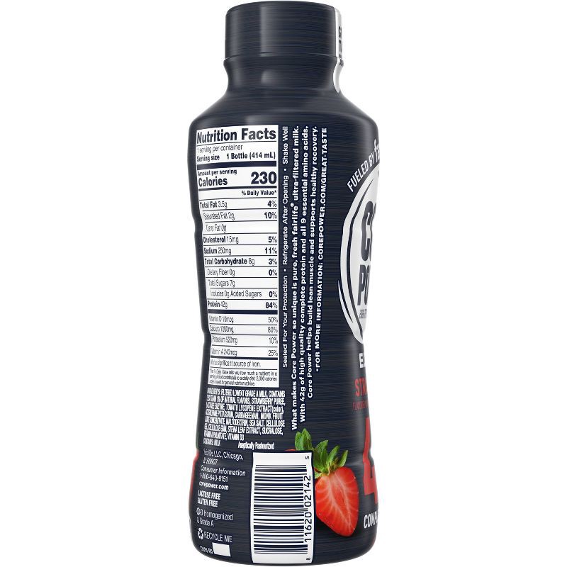 slide 3 of 7, Core Power Elite Strawberry 42G Protein Shake - 14 fl oz Bottle, 42 gram, 14 fl oz