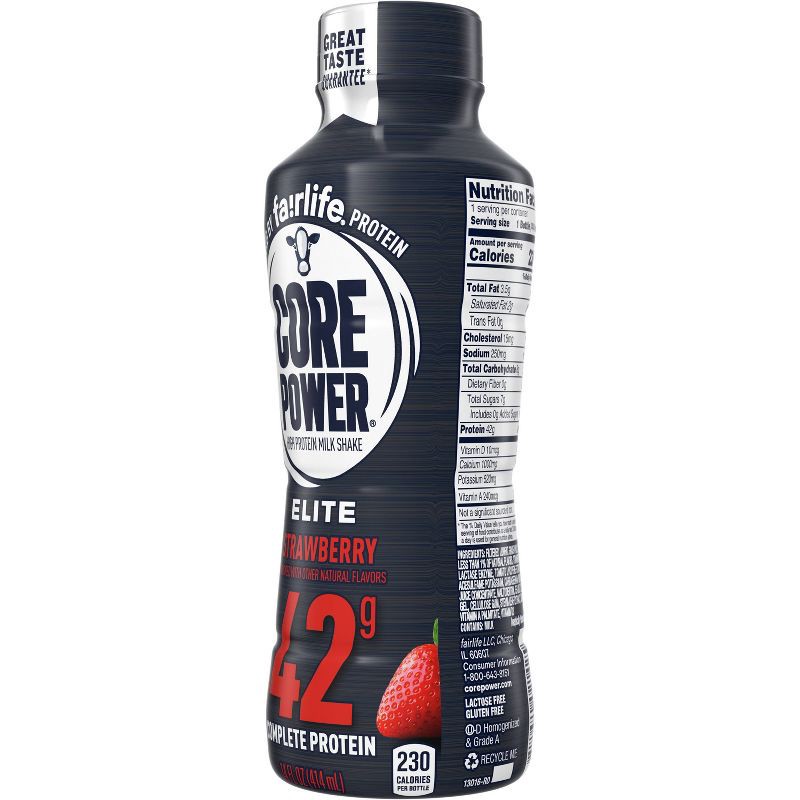 slide 7 of 7, Core Power Elite Strawberry 42G Protein Shake - 14 fl oz Bottle, 42 gram, 14 fl oz