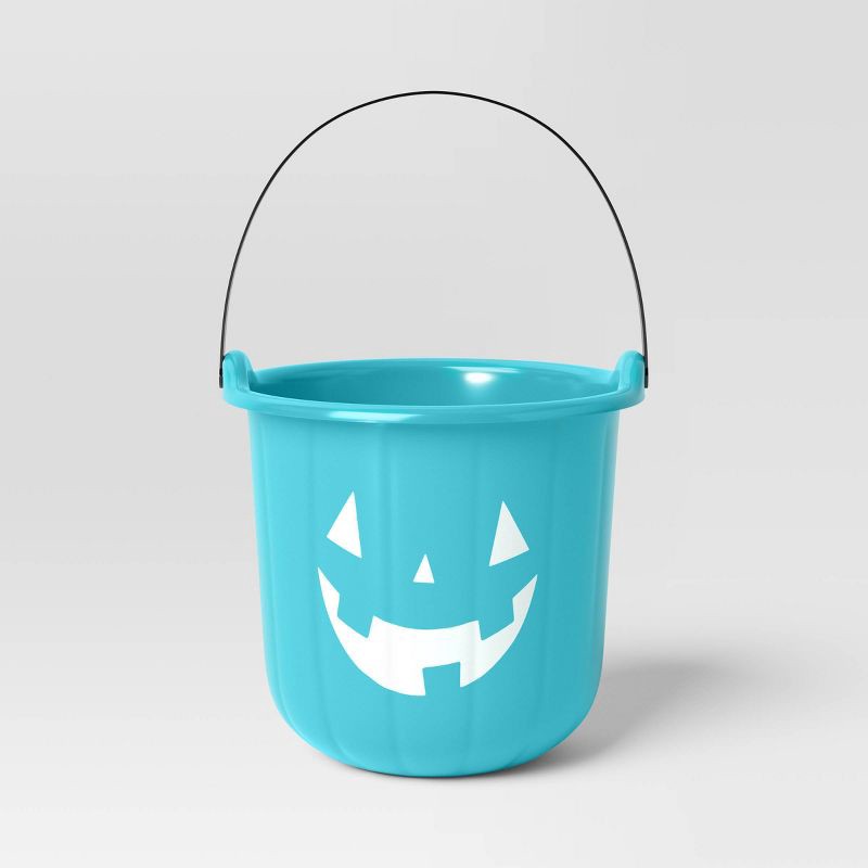 slide 1 of 4, Teal Pumpkin Stackable Halloween Trick or Treat Pail - Hyde & EEK! Boutique™: Jack-o-Lantern Design, No Assembly, 1 ct