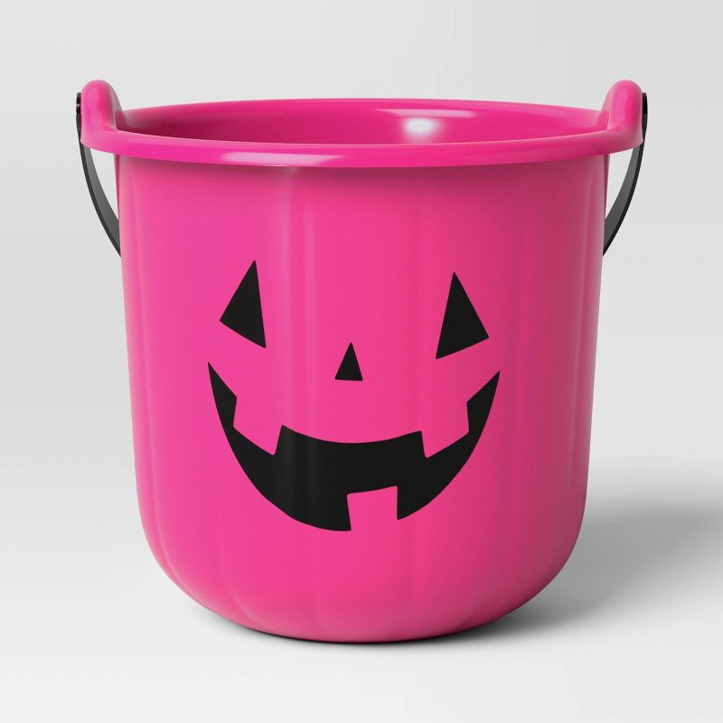 slide 3 of 4, Pink Pumpkin Stackable Halloween Trick or Treat Pail - Hyde & EEK! Boutique™: Jack-o'-Lantern Tote, No Assembly Required, 1 ct