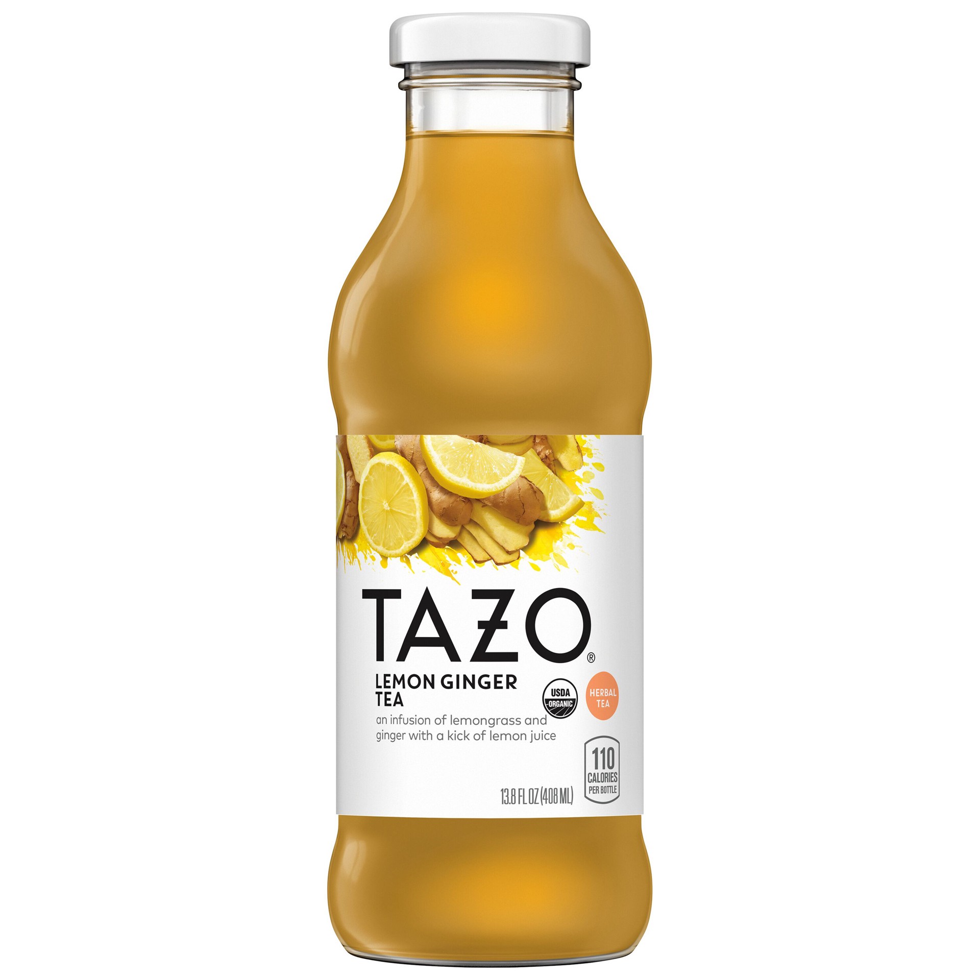 slide 1 of 1, Tazo Lemon Ginger Herbal Tea 13.8 Fluid Ounce Glass Bottle - 13.8 oz, 13.8 oz