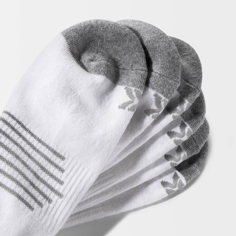 slide 3 of 3, Men's Striped Arch No Show Socks 6pk - All In Motion™ White 6-12: Moisture Wicking, Reinforced Heel & Toe, 6 ct