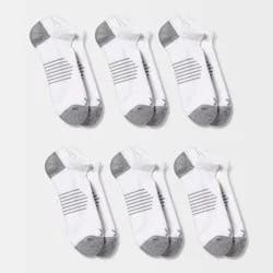 Men's Striped Arch No Show Socks 6pk - All In Motion™ White 6-12: Moisture Wicking, Reinforced Heel & Toe