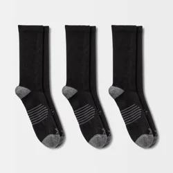 Men's Striped Arch Crew Socks 3pk - All In Motion™ Black 6-12