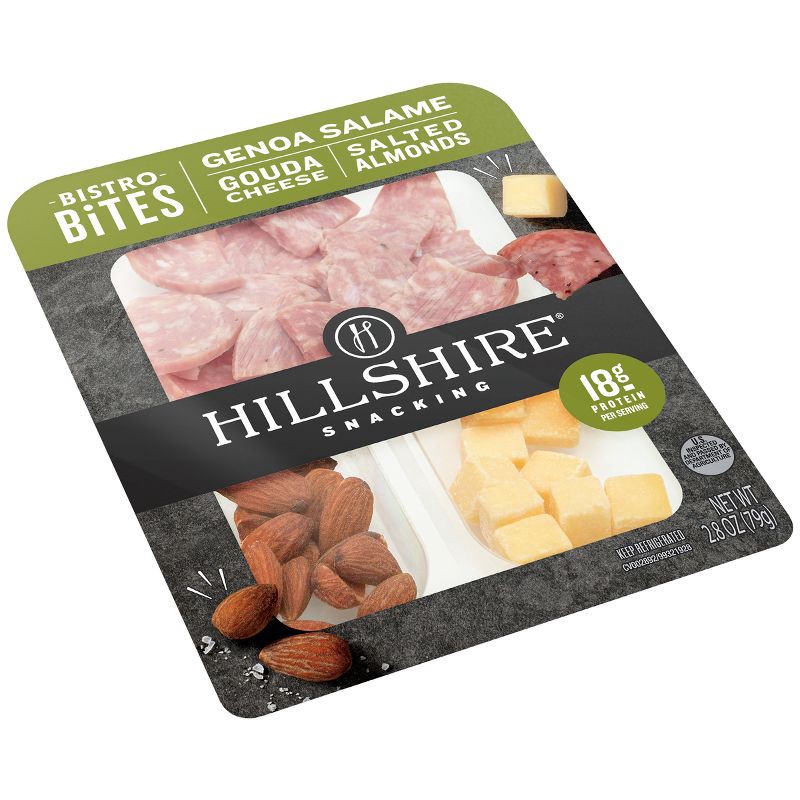 slide 4 of 5, Hillshire Farm Snacking Bistro Bites with Genoa Salami, Gouda & Salted Almonds - 2.8oz, 2.8 oz