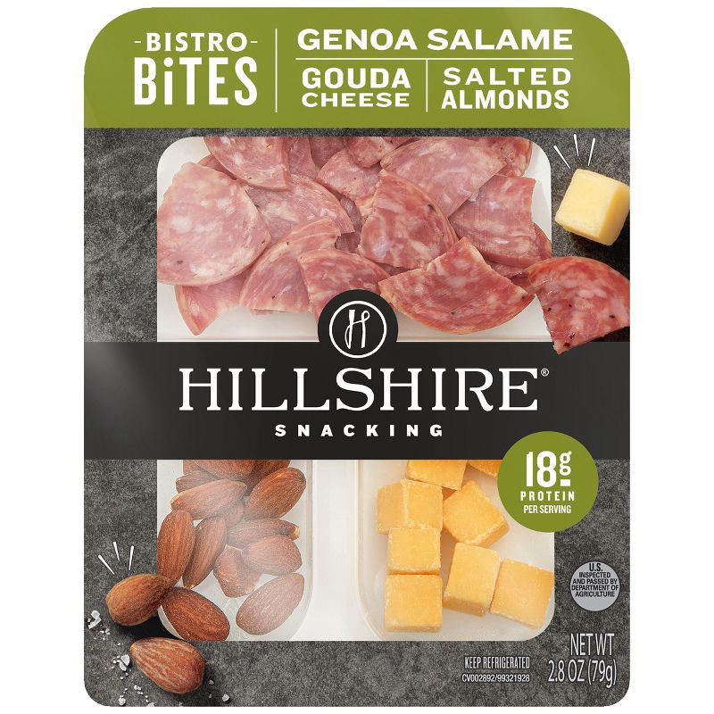 slide 1 of 5, Hillshire Farm Snacking Bistro Bites with Genoa Salami, Gouda & Salted Almonds - 2.8oz, 2.8 oz