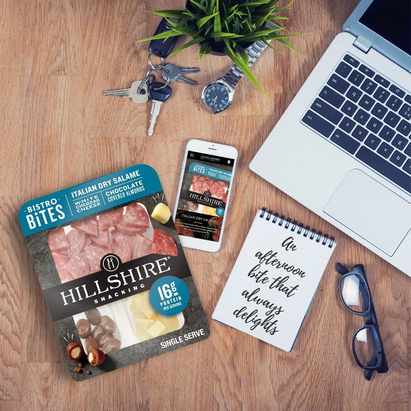 slide 5 of 5, Hillshire Farm Hillshire Snacking Bistro Bites with Italian Dry Salami, White Cheddar & Chocolate Almonds - 2.8oz, 2.8 oz