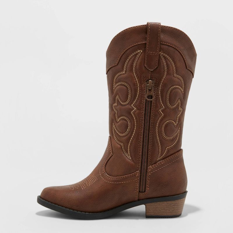 slide 2 of 3, Kids' Montana Zipper Western Boots - Cat & Jack™ Brown 13, 1 ct