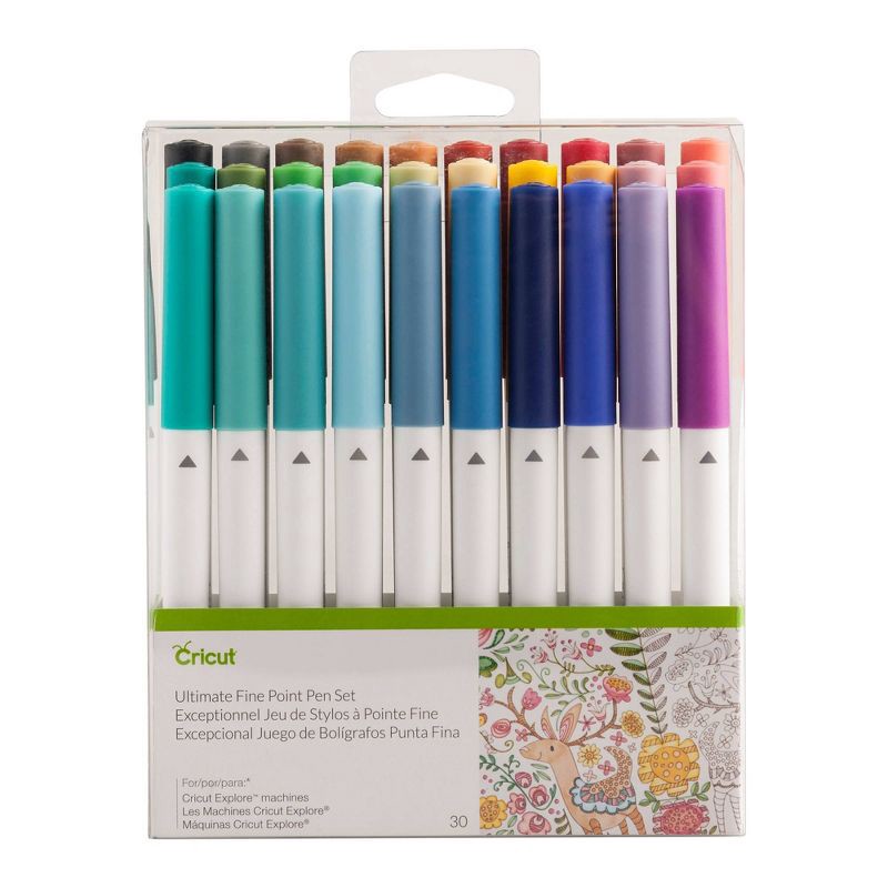 slide 2 of 3, Cricut 30ct Ultimate Fine Point Pen Set: Multicolored 0.4mm Plastic Point Pens for Cricut Maker 3 & Art Stationery, 30 ct