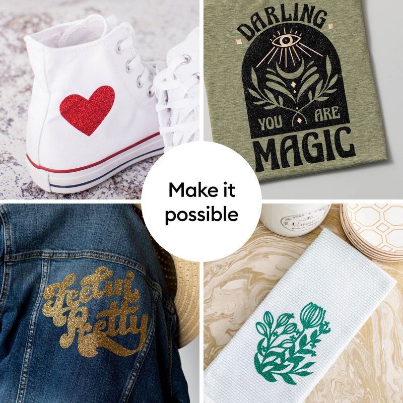 slide 3 of 7, Cricut 12"x19" Glitter Iron-On - Black, 1 ct