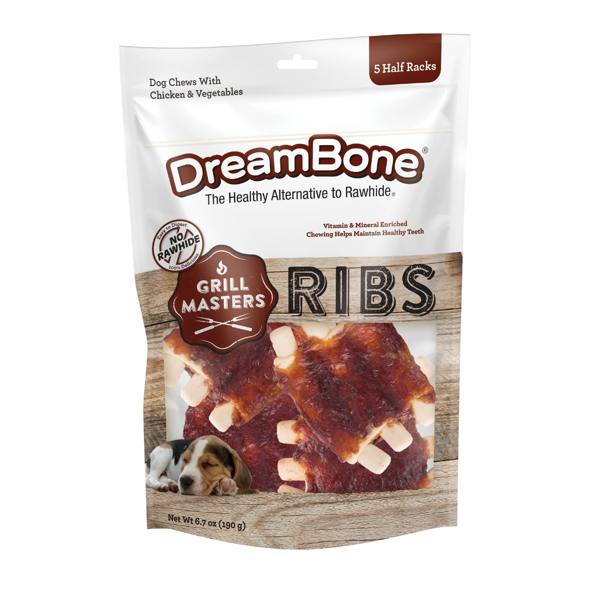 slide 1 of 5, DreamBone Grill Masters Ribs Chews with Pork, Chicken and Vegetable Dog Treats - 5ct/6.7oz, 5 ct, 6.7 oz