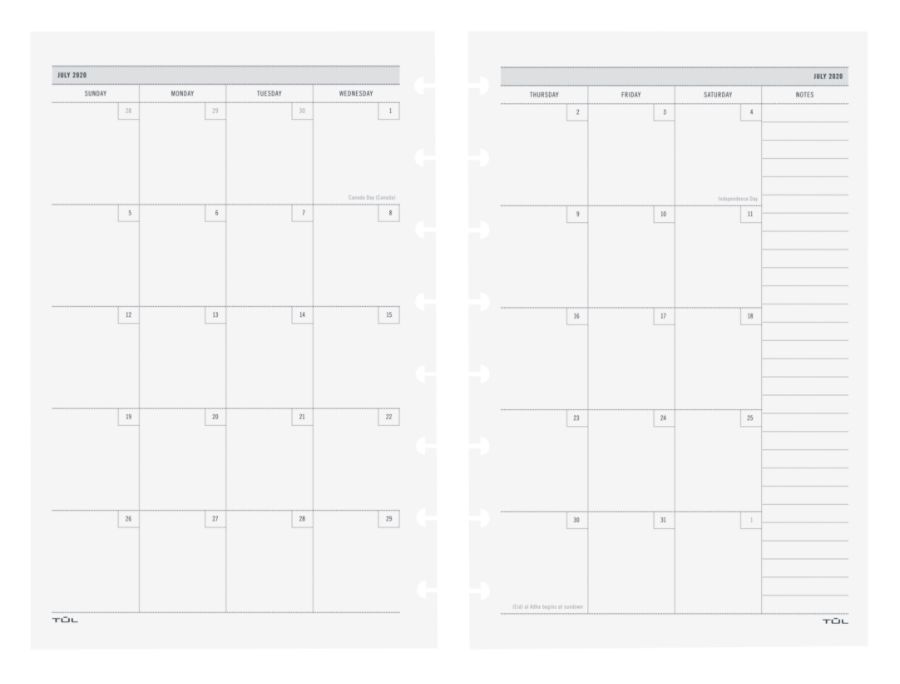 slide 2 of 3, TUL Discbound Academic Weekly/Monthly Planner Refill Pages, Junior Size, July 2020 To June 2021, TULjrfilr-Ay, 1 ct