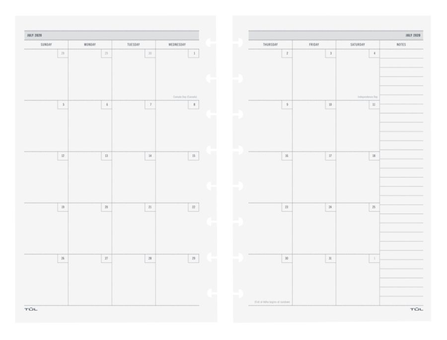 slide 3 of 3, TUL Discbound Academic Weekly/Monthly Planner Refill Pages, Junior Size, July 2020 To June 2021, TULjrfilr-Ay, 1 ct