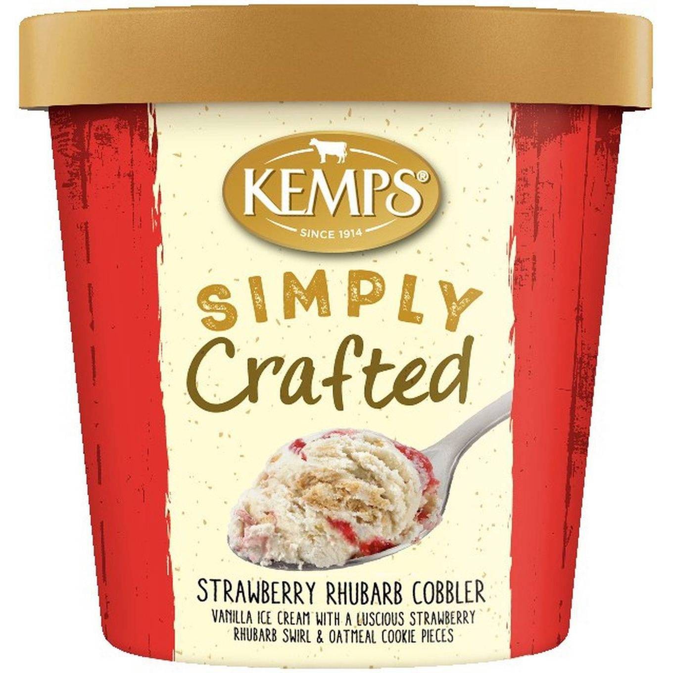 slide 1 of 1, Kemps Simply Crafted Strawberry Rhubarb Cobbler Ice Cream, 16 oz