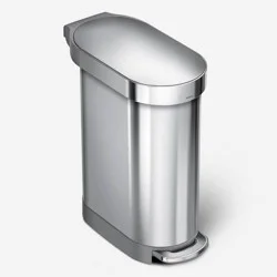 simplehuman 45L Slim Kitchen Step Trash Can Stainless Steel Garbage Can with Liner Rim