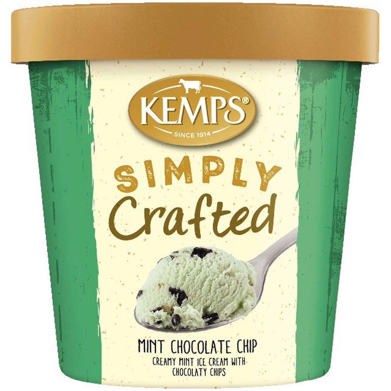 slide 1 of 1, Kemps Simply Crafted Mint Chocolate Chip Ice Cream, 16 oz