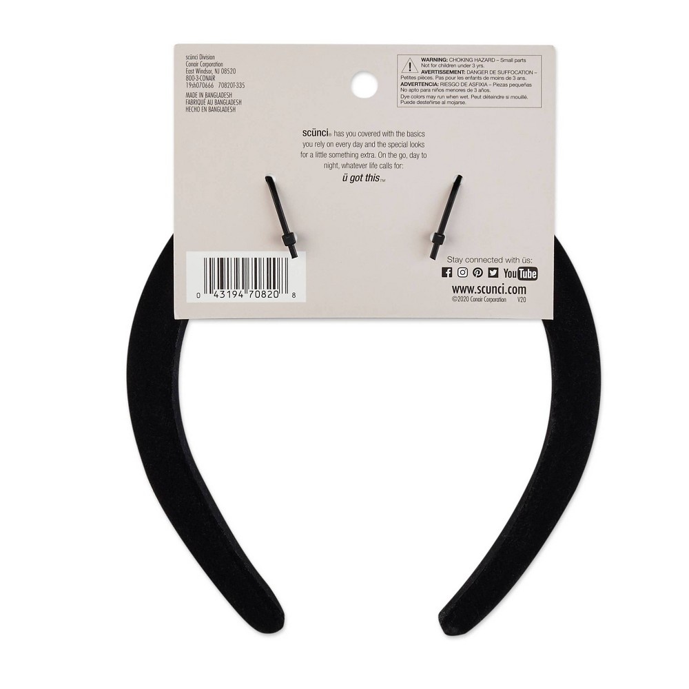 slide 3 of 3, scunci Comfy Padded Headband - Black, 1 ct