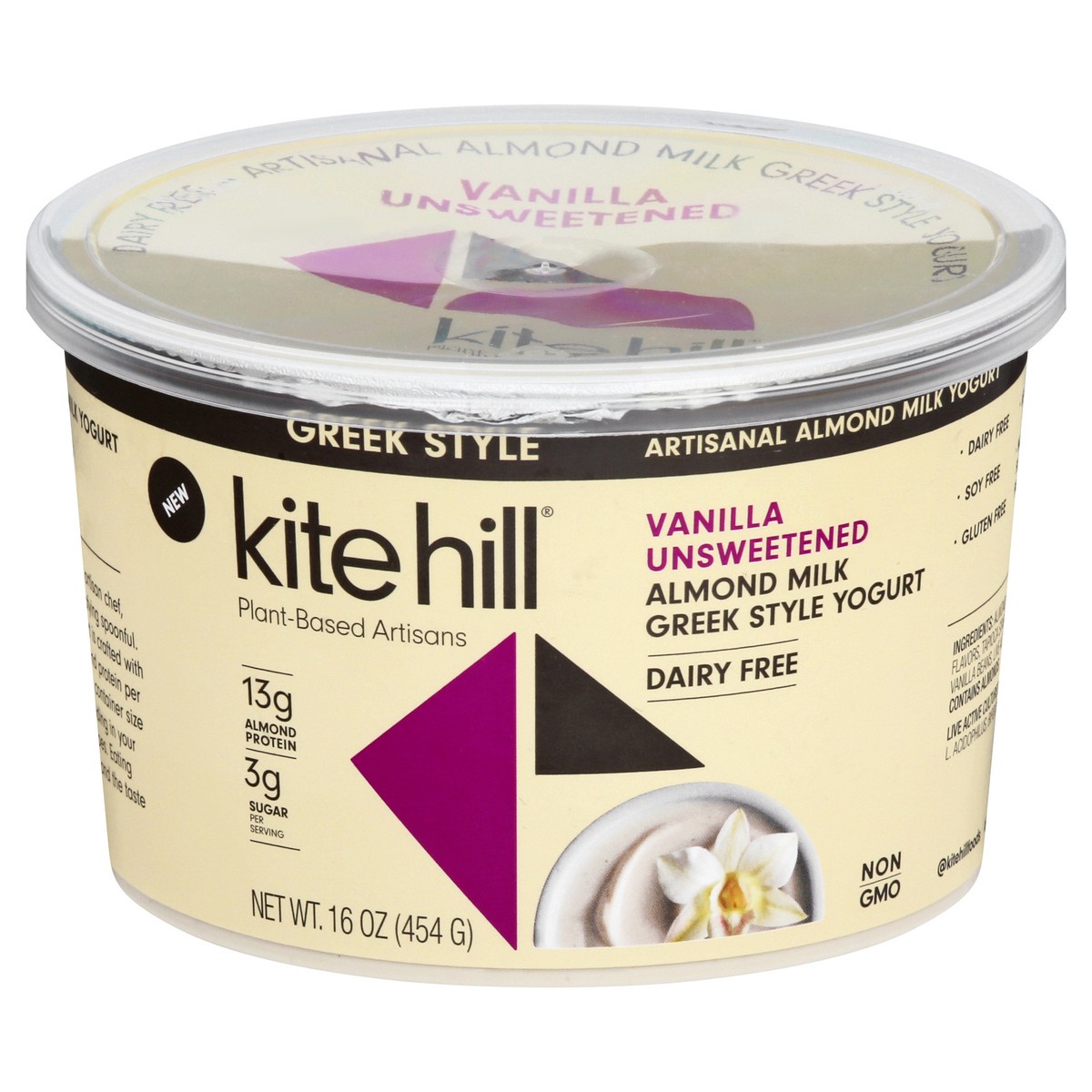 slide 1 of 13, Kite Hill Almond Milk Greek Style Vanilla Unsweetened Yogurt 16 oz, 16 oz