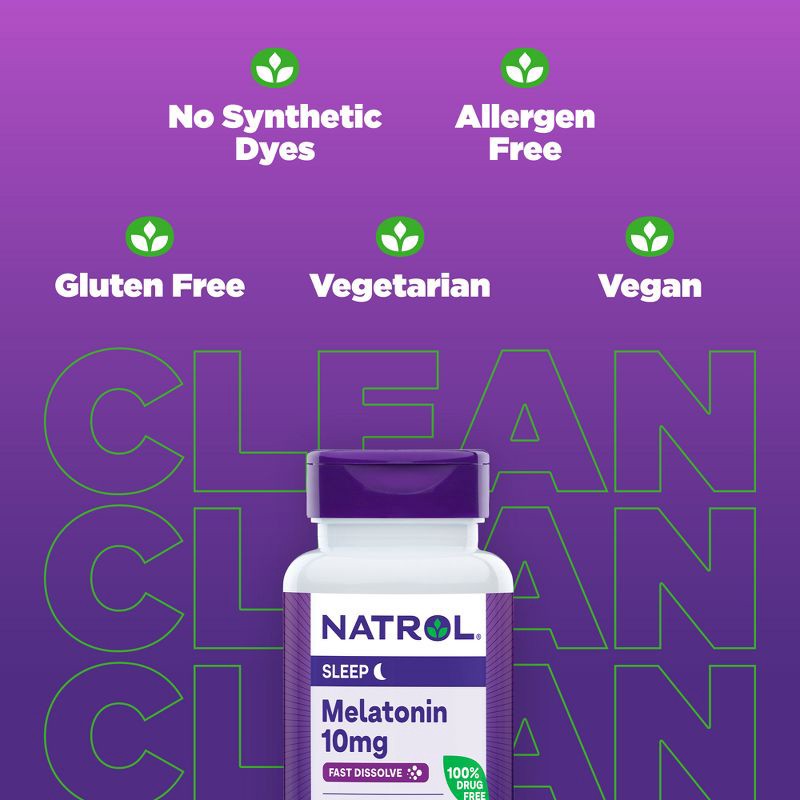 slide 5 of 10, Natrol Melatonin 10mg Maximum Strength Fast Dissolve Sleep Aid Tablets - Strawberry - 60ct, 60 ct; 10 mg