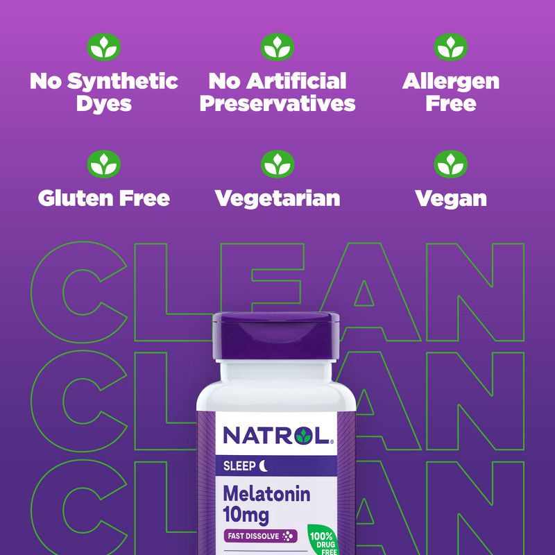 slide 6 of 10, Natrol Melatonin 10mg Maximum Strength Fast Dissolve Sleep Aid Tablets - Strawberry - 60ct, 60 ct; 10 mg